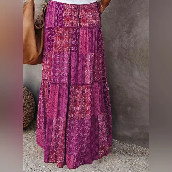 🌸NEW Women’s Bohemian Pink Maxi Skirt Size Small Without Tags. - Picture 4 of 5